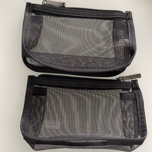 NWOT set of 2 black mesh zipper pouches